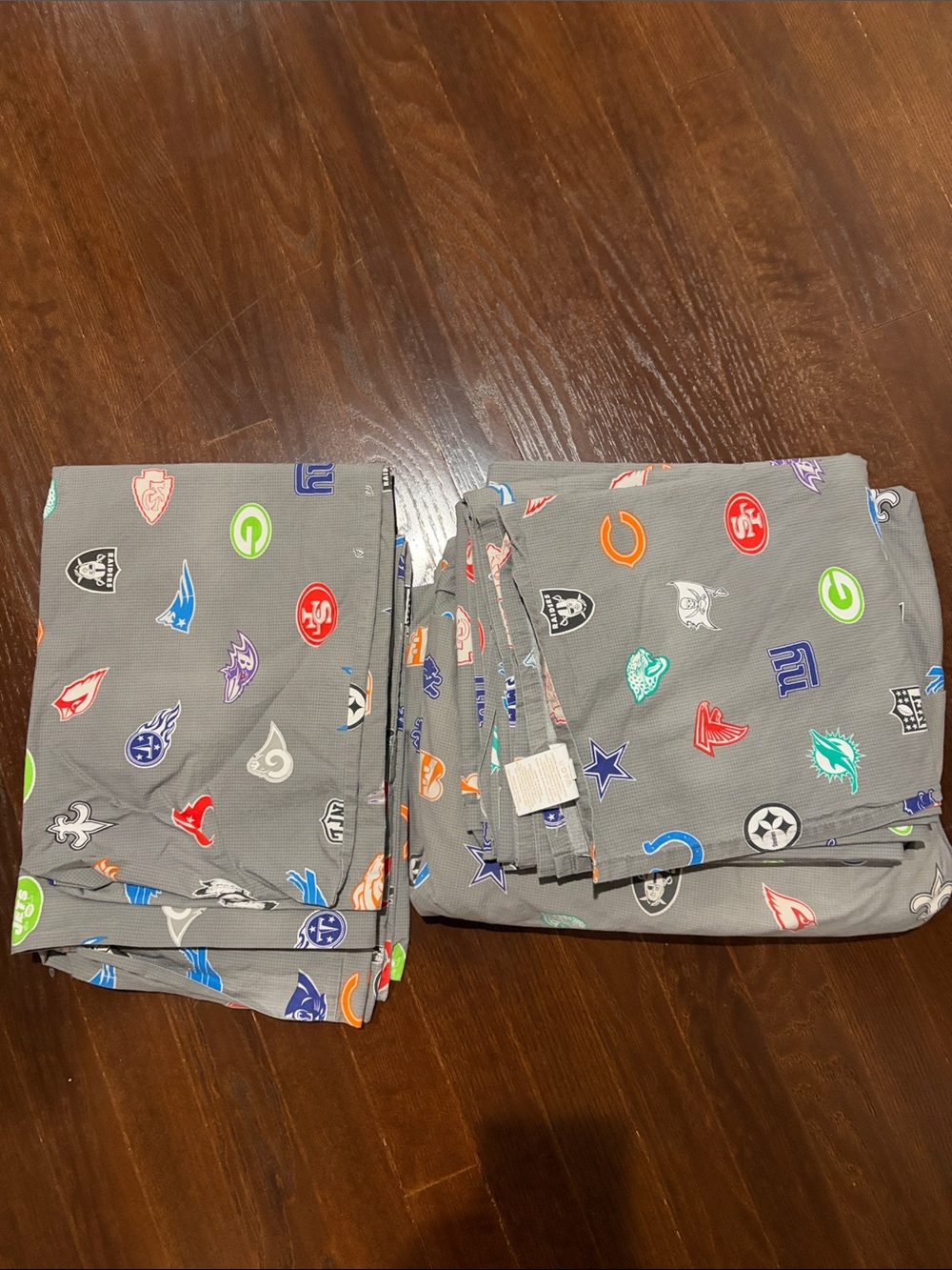 Pottery Barn Teen Gray NFL Team Logo Sheet Set with Multicolor Icons